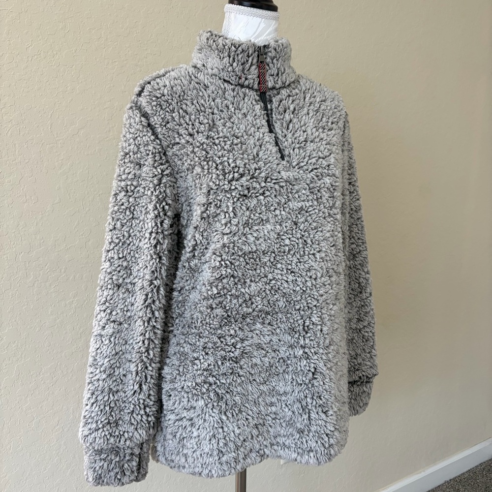 Weatherproof Vintage Sherpa‎ Pullover Grey 1/4 Zip Cozy Soft Size S